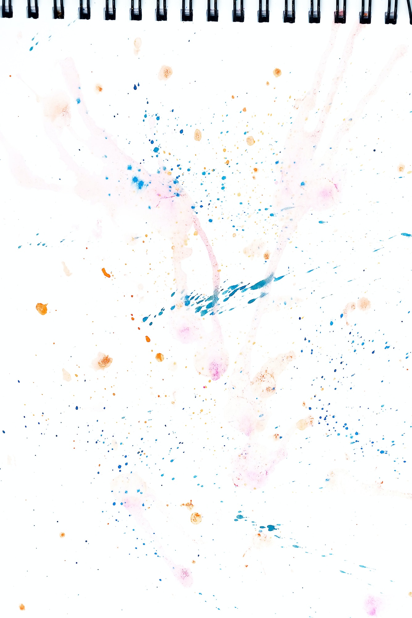 Bright watercolor blue and pink stain drips. Abstract illustration on a white background